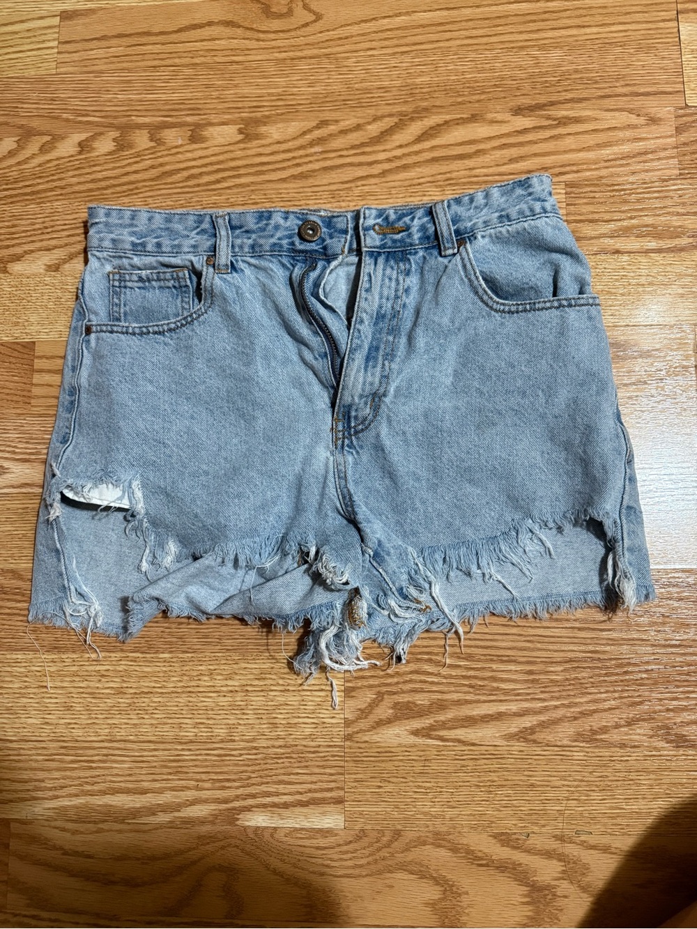 Cotton-on Distressed High-Waist Denim Shorts - Light Blue